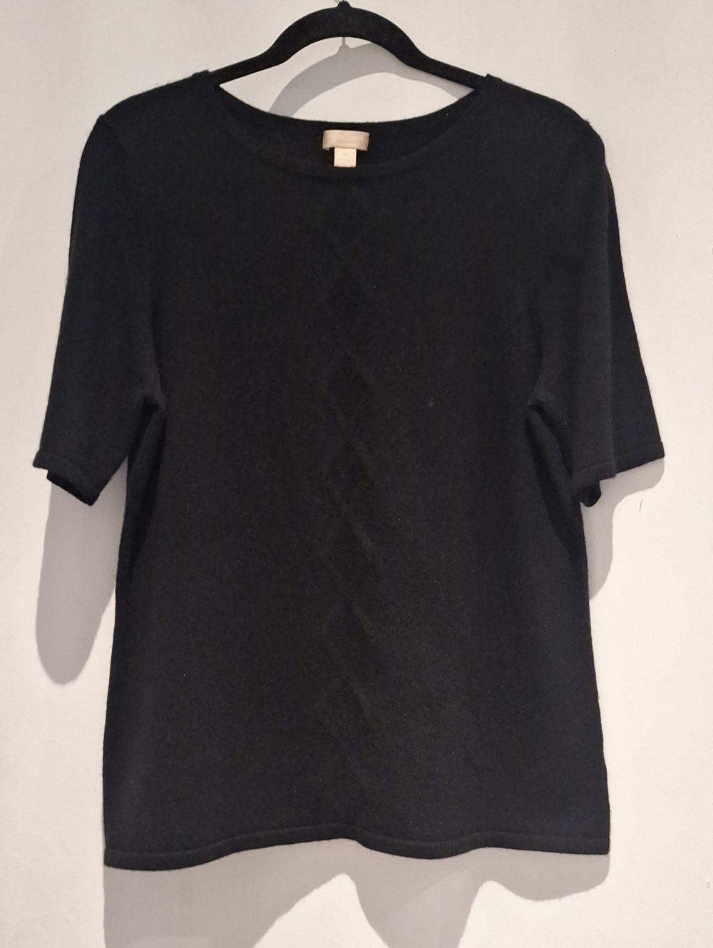 Nordstrom Classic Black Short Cashmere Sleeve Knit Top